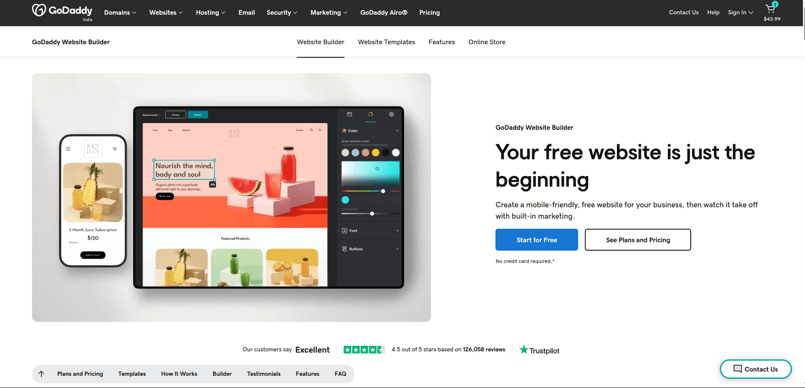 GoDaddy- best drag and drop website builder
